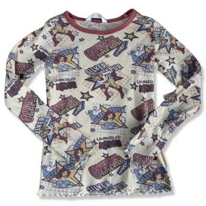 ⭐️COWGIRL CUTIES Waffle weave Vintage Cowgirl Print thermal shirt